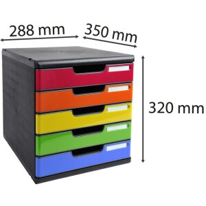 Exacompta 301798D Zásuvkový box MODULO A4 5 zatvorených zásuviek dúha