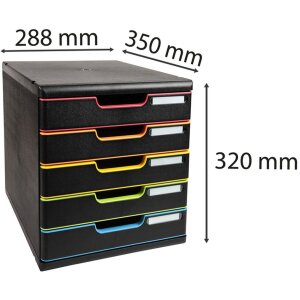 Exacompta zásuvkový box MODULO A4 čierny harlekýn 5 zatvorených zásuviek