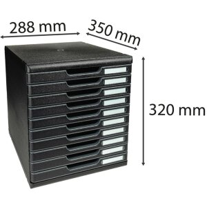 Exacompta zásuvkový box MODULO DIN A4 čierny 10 uzavretých zásuviek