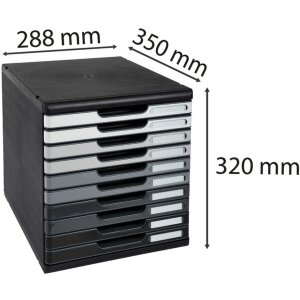 Exacompta zásuvkový box MODULO A4 10 zásuviek Sivá