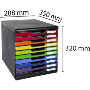 Exacompta zásuvkový box MODULO A4 10 zatvorených zásuviek dúha