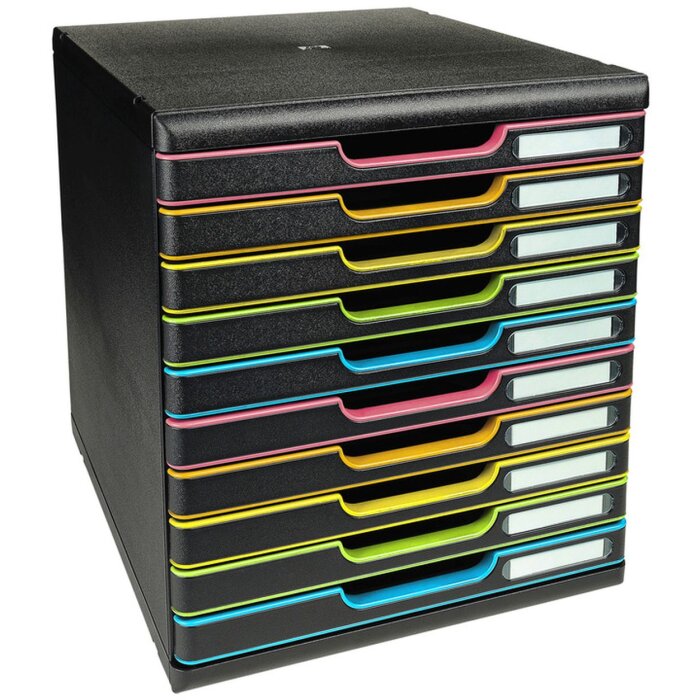 Exacompta zásuvkový box MODULO A4 Black/Harlequin 10 uzavretých zásuviek