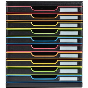 Exacompta zásuvkový box MODULO A4 Black/Harlequin 10 uzavretých zásuviek
