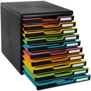 Exacompta zásuvkový box MODULO A4 Black/Harlequin 10 uzavretých zásuviek