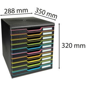 Exacompta zásuvkový box MODULO A4 Black/Harlequin 10 uzavretých zásuviek