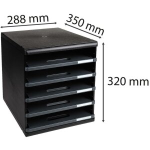 Exacompta zásuvkový box MODULO DIN A4 tmavo šedý 5 otvorených zásuviek