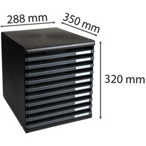 Exacompta zásuvkový box MODULO A4 tmavo šedý 10 otvorených zásuviek
