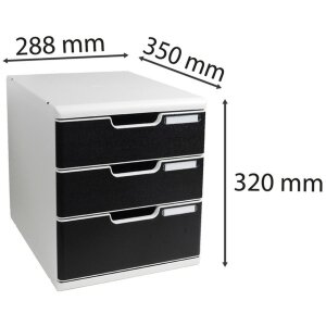Exacompta zásuvkový box MODULO A4 3 uzavreté zásuvky čierna