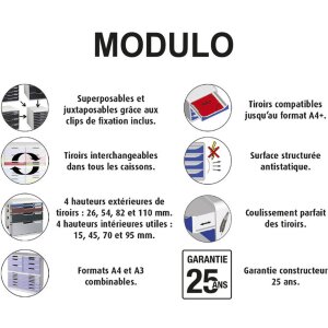 Exacompta zásuvkový box MODULO A4 3 uzavreté zásuvky čierna