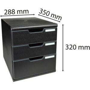 Exacompta zásuvkový box MODULO A4 3 uzavreté zásuvky čierna