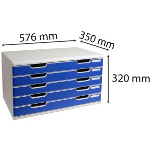 Exacompta zásuvkový box MODULO A3 5 uzavretých zásuviek Modrá