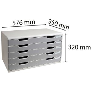 Exacompta zásuvkový box MODULO A3 5 uzavretých zásuviek kamenná sivá