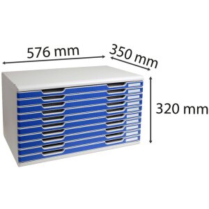 Exacompta MODULO A3 zásuvkový box 10 zásuviek Modrá Veľkosť DIN A3