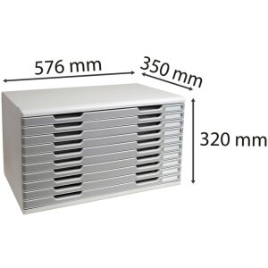 Exacompta zásuvkový box MODULO A3 10 uzavretých zásuviek kamenná sivá