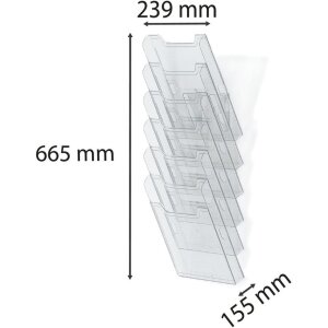 Exacompta nástenný stojan na brožúry 6 priehradiek A4 crystal vertical pripravený na montáž