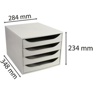 Exacompta ECOBOX zásuvkový box 4 zásuvky sivá 348x284x234 mm