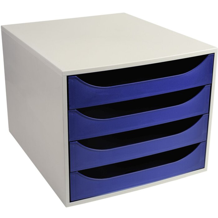 Exacompta ECOBOX zásuvkový box so 4 zásuvkami polnočná modrá 34,8x28,4x23,4 cm