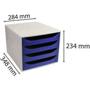 Exacompta ECOBOX zásuvkový box so 4 zásuvkami polnočná modrá 34,8x28,4x23,4 cm