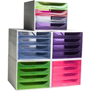 Exacompta ECOBOX 4 zásuvky malina 348x284x234mm DIN A4