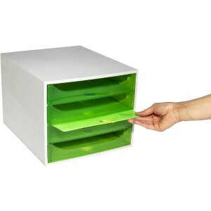 Exacompta OBOX zásuvkový box 4 zásuvky jablkovo zelená 348x284x234 mm