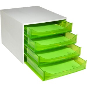 Exacompta OBOX zásuvkový box 4 zásuvky jablkovo zelená 348x284x234 mm