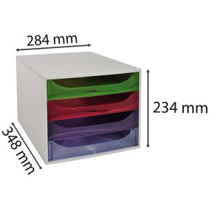 Zásuvkový box Exacompta ECOBOX 4 zásuvky dúhové