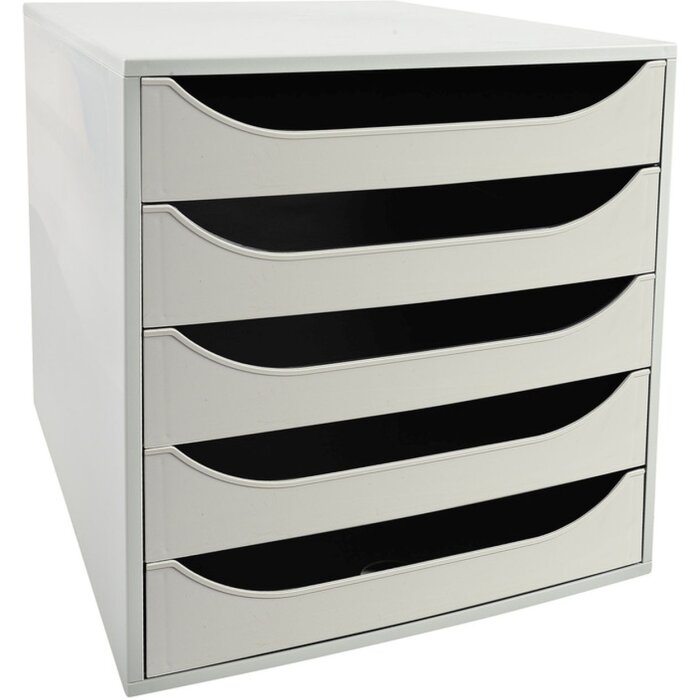 Exacompta ECOBOX zásuvkový box 5 zásuviek sivá DIN A4+ 348x284x290 mm