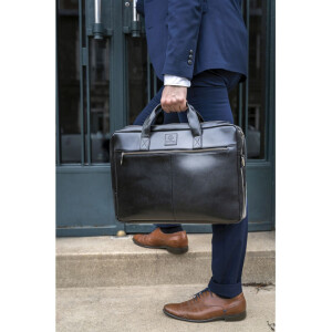 Exacompta taška cez rameno na notebook 2 priehradky čierna koža Exactive black