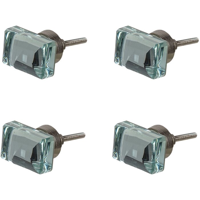 Clayre & Eef 64865 Súprava 4 transparentných gombíkov na dvere 4x3x2 cm