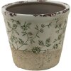 Clayre & Eef 6CE1384L Kvetináč do interiéru zelený, biely Ø 16x16 cm