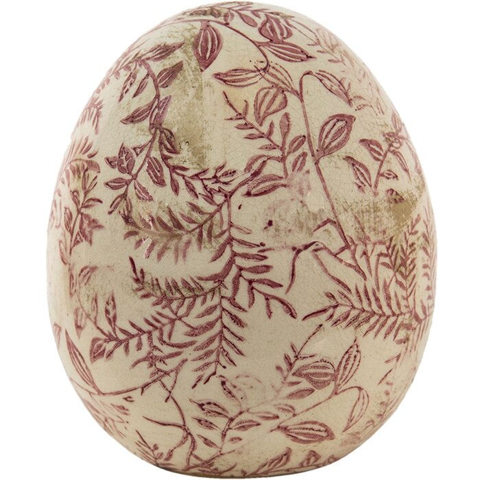 Clayre & Eef 6CE1402L Dekoratívne vajíčko ružové, béžové Ø 14x16 cm