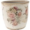 Clayre & Eef 6CE1421L Kvetináč do interiéru Ružová, béžová Ø 14x13 cm