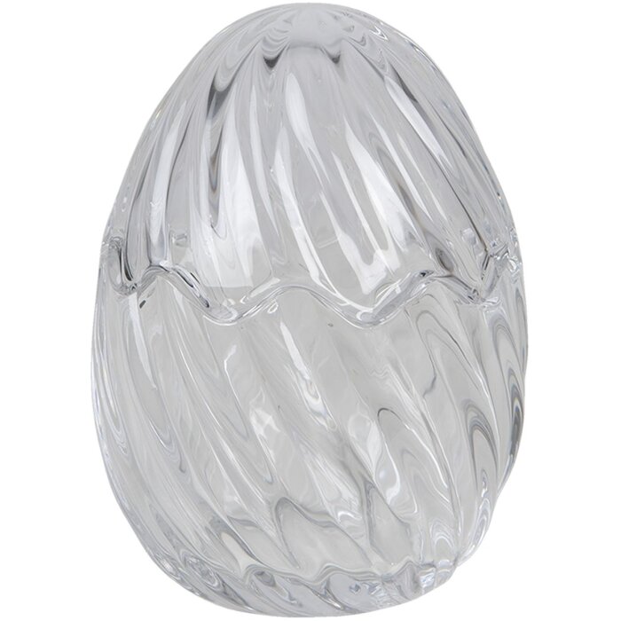Clayre & Eef 6GL3384 Bonbonnière s vekom Vajce transparentné Ø 9x12 cm
