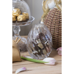 Clayre & Eef 6GL3384 Bonbonnière s vekom Vajce transparentné Ø 9x12 cm