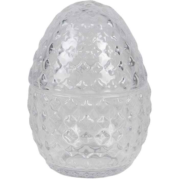 Clayre & Eef 6GL3385 Bonbonnière s vekom Vajce transparentné Ø 9x12 cm