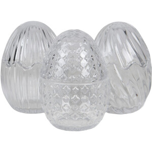 Clayre & Eef 6GL3385 Bonbonnière s vekom Vajce transparentné Ø 9x12 cm