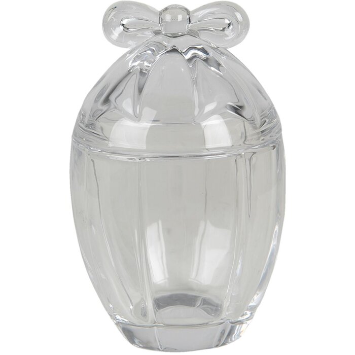 Clayre & Eef 6GL3388 Bonbonnière s vekom Vajce transparentné Ø 9x13 cm