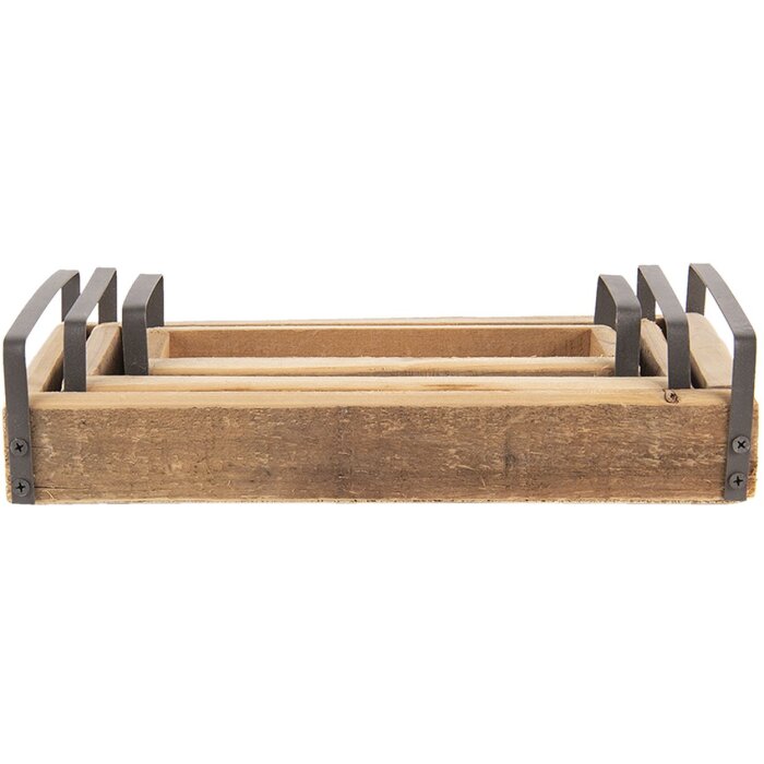Dekoratívny podnos Clayre & Eef (sada 3 ks) hnedý 35x20x5 - 30x15x5 - 25x10x5 cm