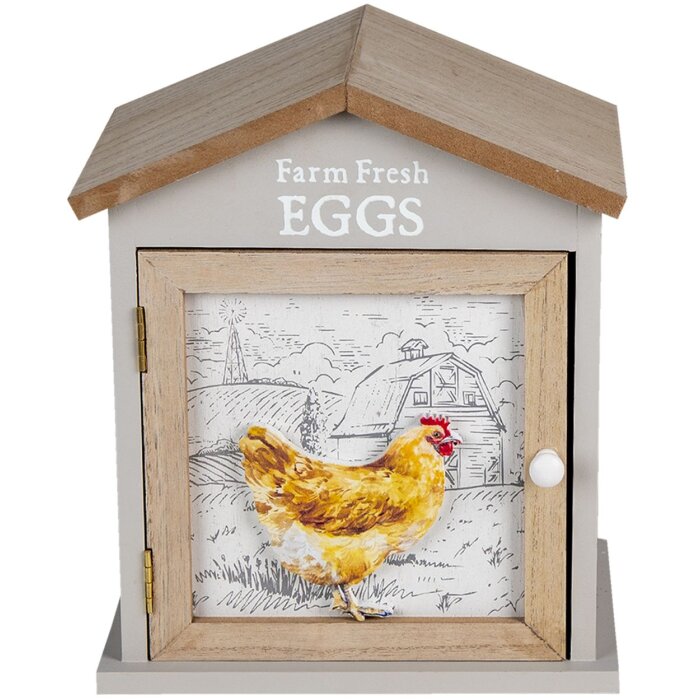 Clayre & Eef 6H2060 Skrinka na vajcia House Brown 19x13x23 cm