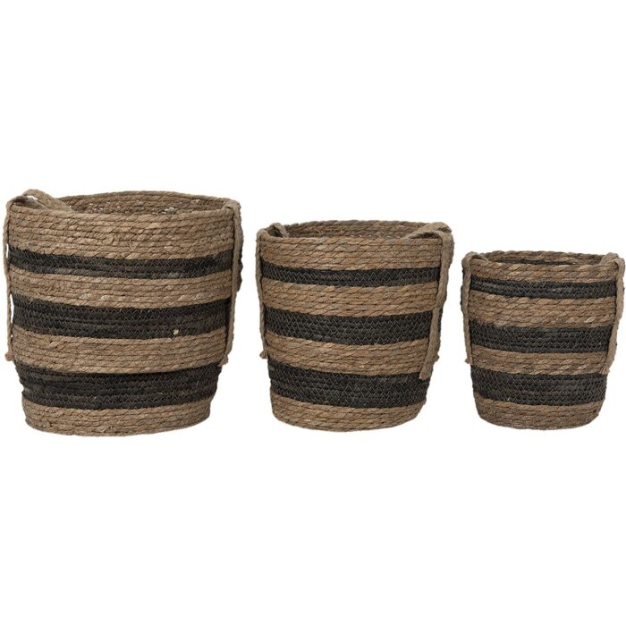Clayre & Eef 6RO0549 Sada 3 úložných košíkov hnedá Ø 33x33 cm