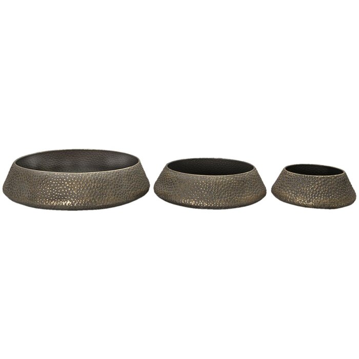 Clayre & Eef Dekoratívny podnos sada 3 ks sivý Ø 42x10 - Ø 34x9- Ø 24x9 cm