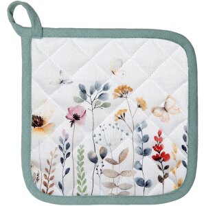 Clayre & Eef FOB45 Chňapka biela, zelená 20x20 cm