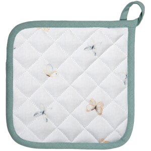Clayre & Eef FOB45 Chňapka biela, zelená 20x20 cm