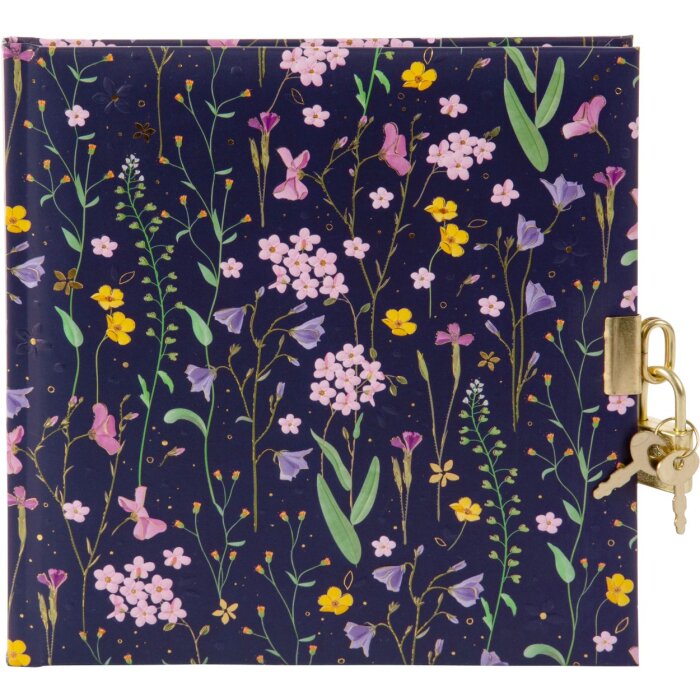 Goldbuch diár Meadow Miracles Modrý so zámkom 16,5x16,5 cm 96 bielych strán