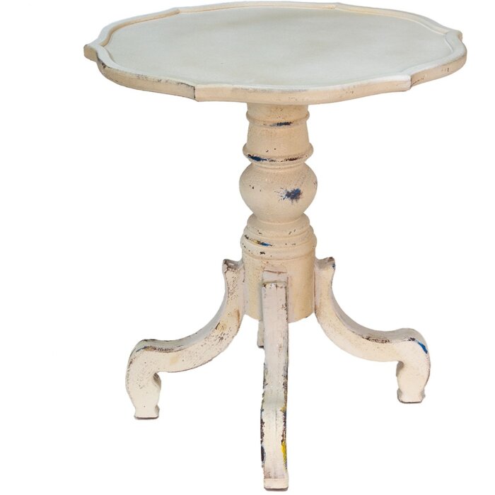 Clayre & Eef 5H0537 Bočný stôl biely Ø 65x76 cm