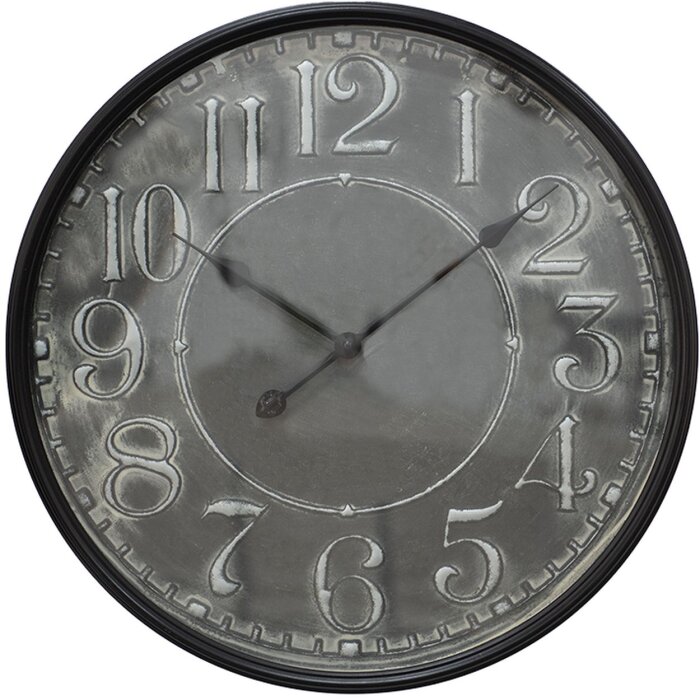 Clayre & Eef 5KL0215 Nástenné hodiny sivé Ø 60x6 cm - 1xAA