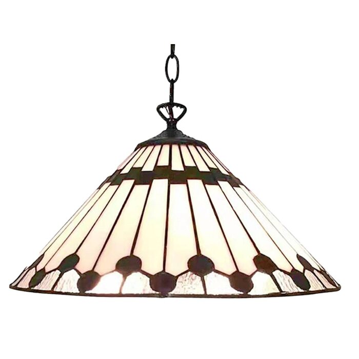 Clayre & Eef 5LL-6176 Závesná lampa Tiffany White, Brown Ø 40 cm E27-max 1x60W