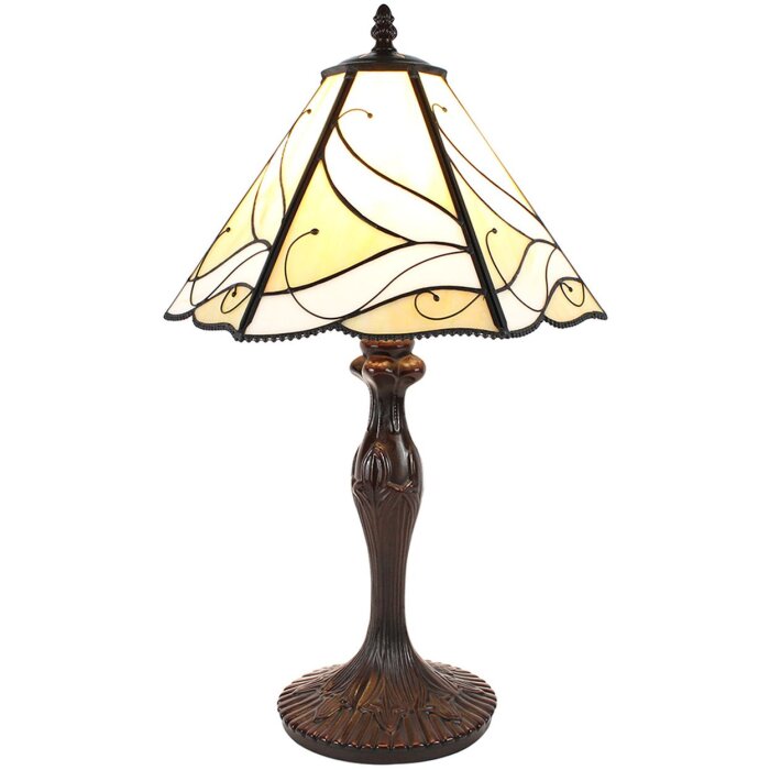 Clayre & Eef 5LL-6189 Tiffany stolová lampa béžová ,hnedá Ø 31x43 cm E27-max 1x40W