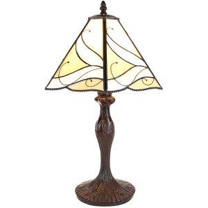 Clayre & Eef 5LL-6189 Tiffany stolová lampa béžová ,hnedá Ø 31x43 cm E27-max 1x40W