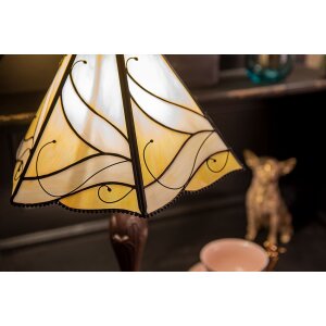 Clayre & Eef 5LL-6189 Tiffany stolová lampa béžová ,hnedá Ø 31x43 cm E27-max 1x40W